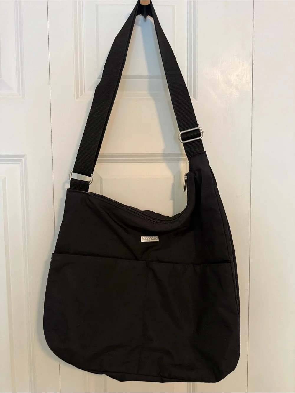 Baggallini Black Nylon Crossbody with Logo Plate